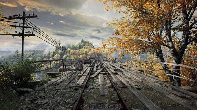 Jeden z mostów w grze „Zaginięcie Ethana Cartera” – inspirowany mostem na Jeziorze Pilchowickim