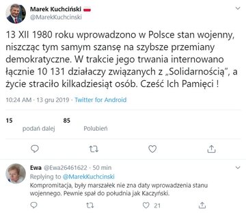 Tweet z&nbsp;błędem Marka Kuchcińskiego