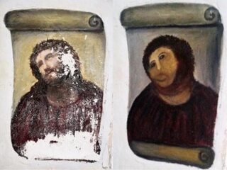 Ecce Homo przed i po renowacji