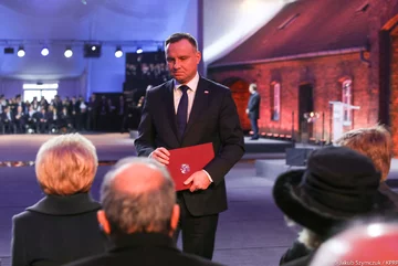 Andrzej Duda przemawiający na obchodach rocznicy wyzwolenia Auschwitz 