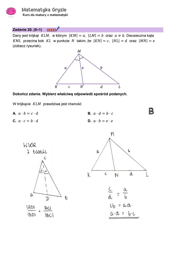 Matura 2024. Matematyka — poziom podstawowy, Formuła 2023 — arkusze z odpowiedziami – zadanie 20