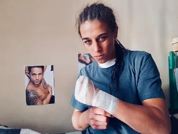 Joanna Jędrzejczyk. Zdjęcie z planu filmu "Kobiety mafii 2" 