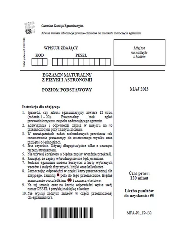 Matura 2013. Zobacz arkusze egzaminacyjne z fizyki - poziom podstawowy (fot.CKE)