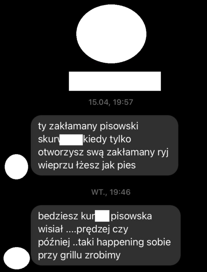 Paweł Jabłoński pokazał wiadomośc od hejtera