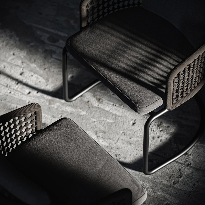 Kolekcja mebli outdoor  „Pigalle”, aluminium malowane proszkowo, sznurek akrylowy, tkanina outdoorowa, AlmiDécor