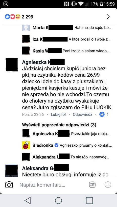 Screen z dyskusji o Świeżakach 