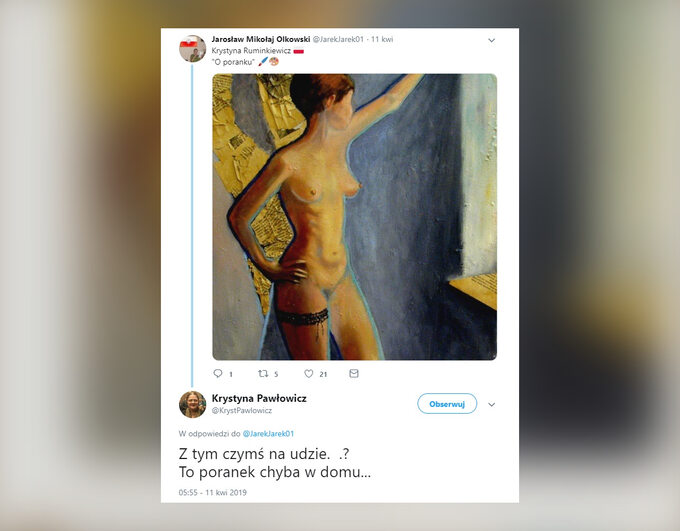 Komentarze Krystyny Pawłowicz na Twitterze