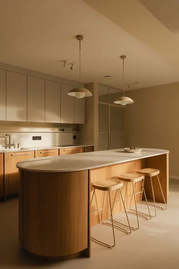 Dom na skraju lasu w Oławie zaprojektowany przez pracownię Habitat. Naturalne materiały, jasne drewno, mikrocement i światło dzienne tworzą spokojne, nowoczesne wnętrze będące przedłużeniem otaczającej przyrody 