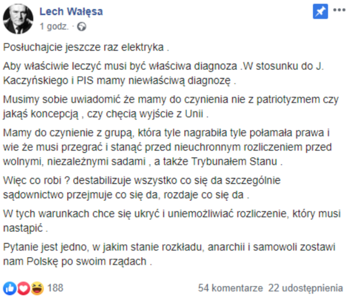 Post Lecha Wałęsy