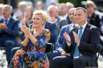 Andrzej Duda z Agatą Dudą na Dożynkach Prezydenckich 