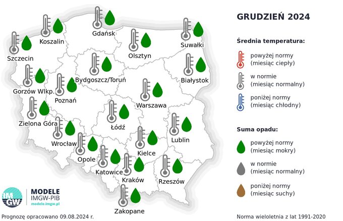 Prognoza IMGW na grudzień 2024