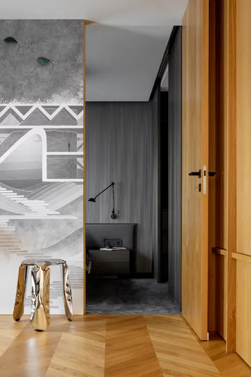 BXB studio stworzyło hybrydowe wnętrze w Warszawie – biuro i mikroapartament w jednym. Projekt zdobył European Property Awards 2025–2026 