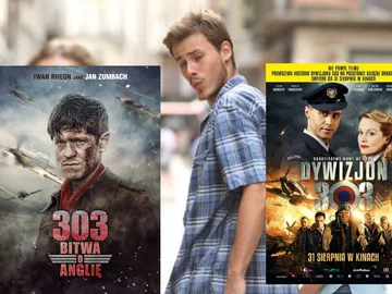 Mem zainspirowany plakatem do filmu "Dywizjon 303" 