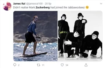 Mark Zuckerberg jako surfer i mem 