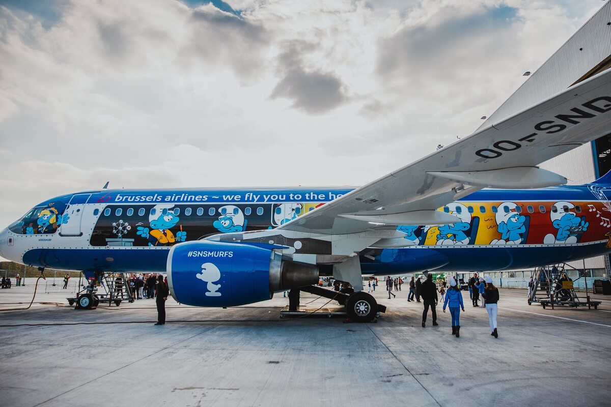 Smerfy na samolocie Brussels Airlines 