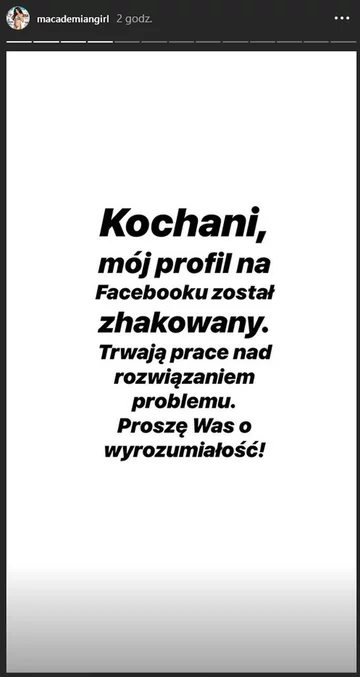 Oświadczenie z Instagrama 