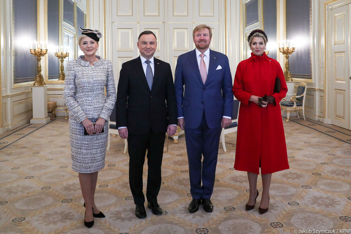 Król Niderlandów Willem-Alexander i prezydent Andrzej Duda z żonami 