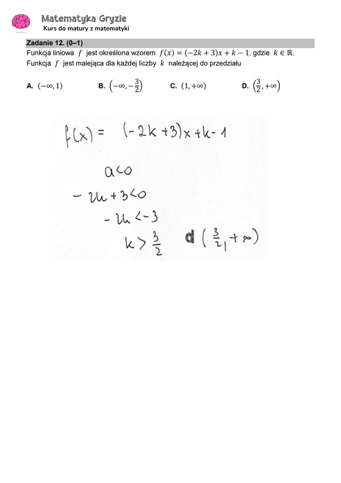 Zadanie 12 – Matura 2024. Matematyka — poziom podstawowy, Formuła 2015 — arkusze z odpowiedziami