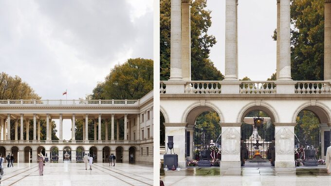 Wizualizacje koncepcji odbudowy Pałacu Saskiego, Pałacu Brühla oraz kamienic przy ul. Królewskiej w Warszawie