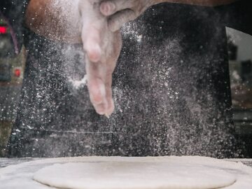 Person Making Dough
