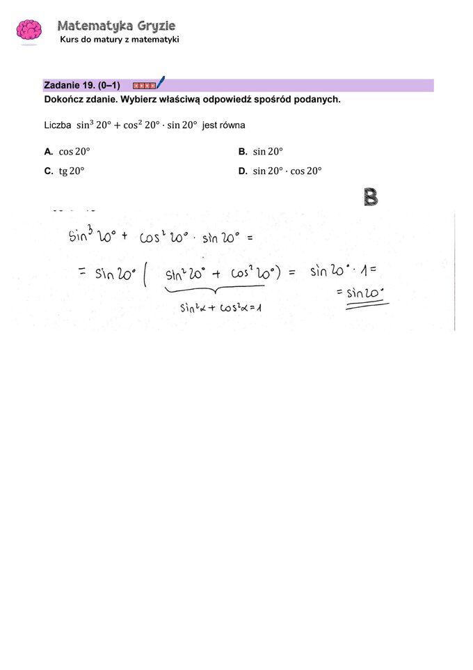 Matura 2024. Matematyka — poziom podstawowy, Formuła 2023 — arkusze z odpowiedziami – zadanie 19