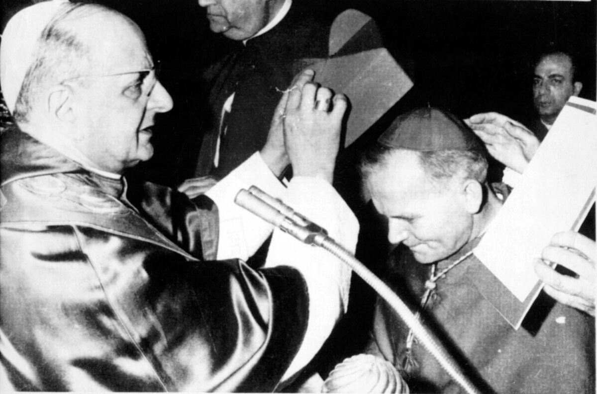 Karol Wojtyła nominowany przez Pawła VI na kardynała w 1967 w Watykanie 