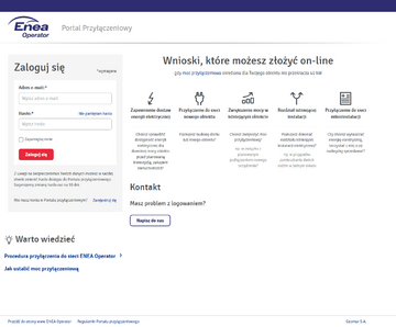 Enea Operator_Strona logowania do Portalu Przyłączeniowego