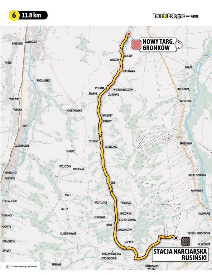 Mapa 6. etapu Tour de Pologne