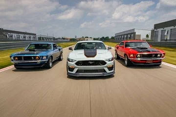 Ford Mustang Mach 1 Samochód ma pod maską 5-litrowy silnik V8 Coyote, który generuje 480 KM i 569 Nm momentu obrotowego. Dokładnie tyle mocy i momentu ma wersja Bullitt.