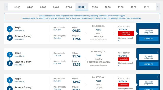 Przykładowe op&oacute;źnienia