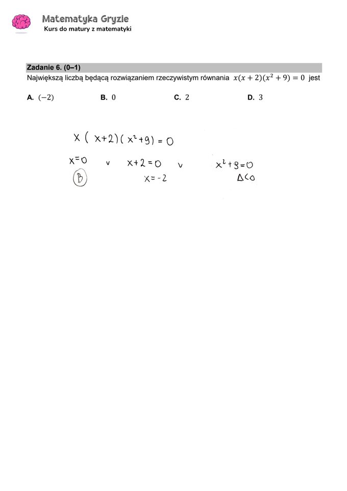 Zadanie 6 – Matura 2024. Matematyka — poziom podstawowy, Formuła 2015 — arkusze z odpowiedziami