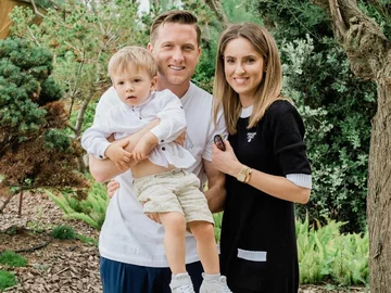 Laura Zielińska z mężem i synem 