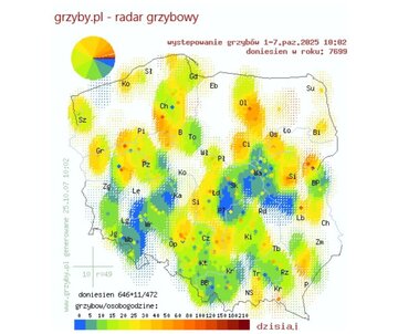 Mapa dot. występowania grzyb&oacute;w
