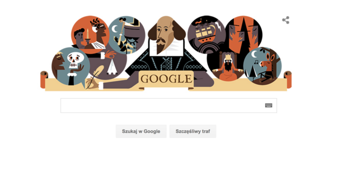 Google na rocznicę śmierci Williama Szekspira
