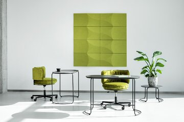 Akustyka w&nbsp;miejscu pracy. Panel akustyczny Ellipse, projekt: Mili Młodzi Ludzie