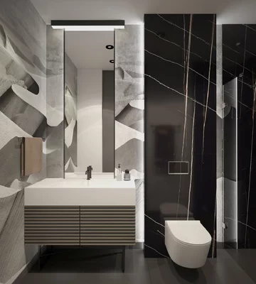 Tapeta w łazience, projekt MIKOŁAJSKAstudio OKK, Mikołajska