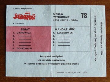 Ulotka wyborcza &bdquo;Solidarności&rdquo;