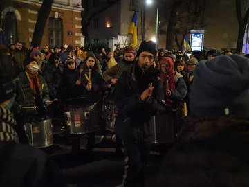 Protest przed rosyjską ambasadą w Warszawie 