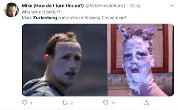 Mark Zuckerberg jako surfer i mem 