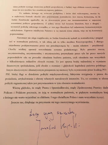 List prezesa PiS Jarosława Kaczyńskiego 