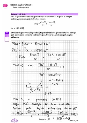 Zadanie 13.2 &ndash; Matura 2024. Matematyka &mdash; poziom rozszerzony, Formuła 2023 &mdash; arkusze z&nbsp;odpowiedziami