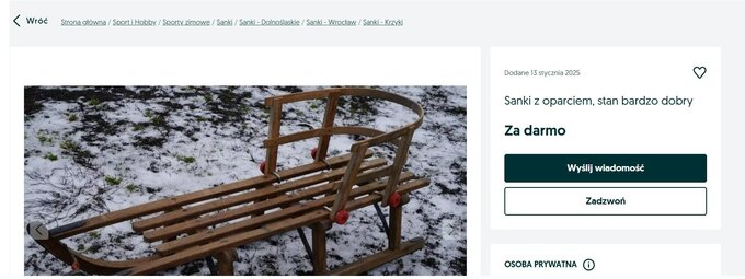 Screen z ogłoszenia na portalu OLX