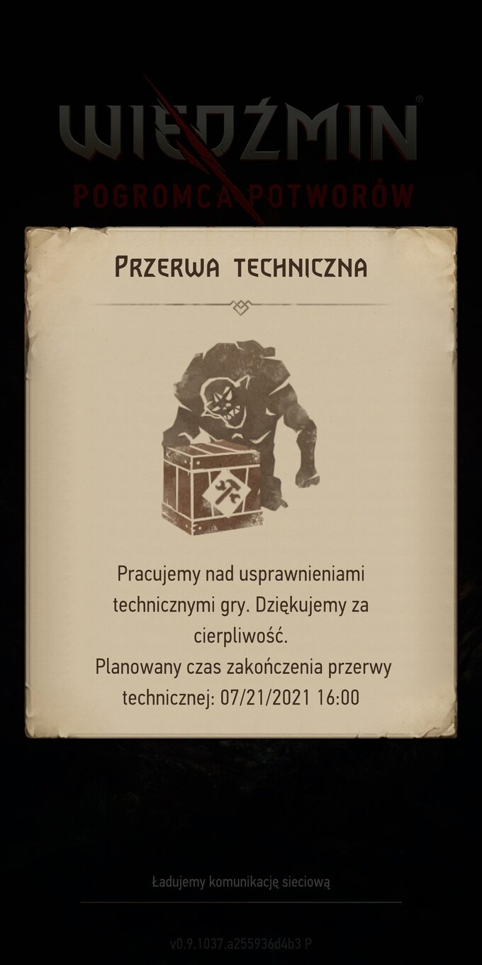 Komunikat o problemach technicznych z grą Wiedźmin: Pogromca Potworów