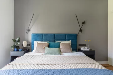 Męskie wnętrze z niebieskim, proj. Zu Projektuje 