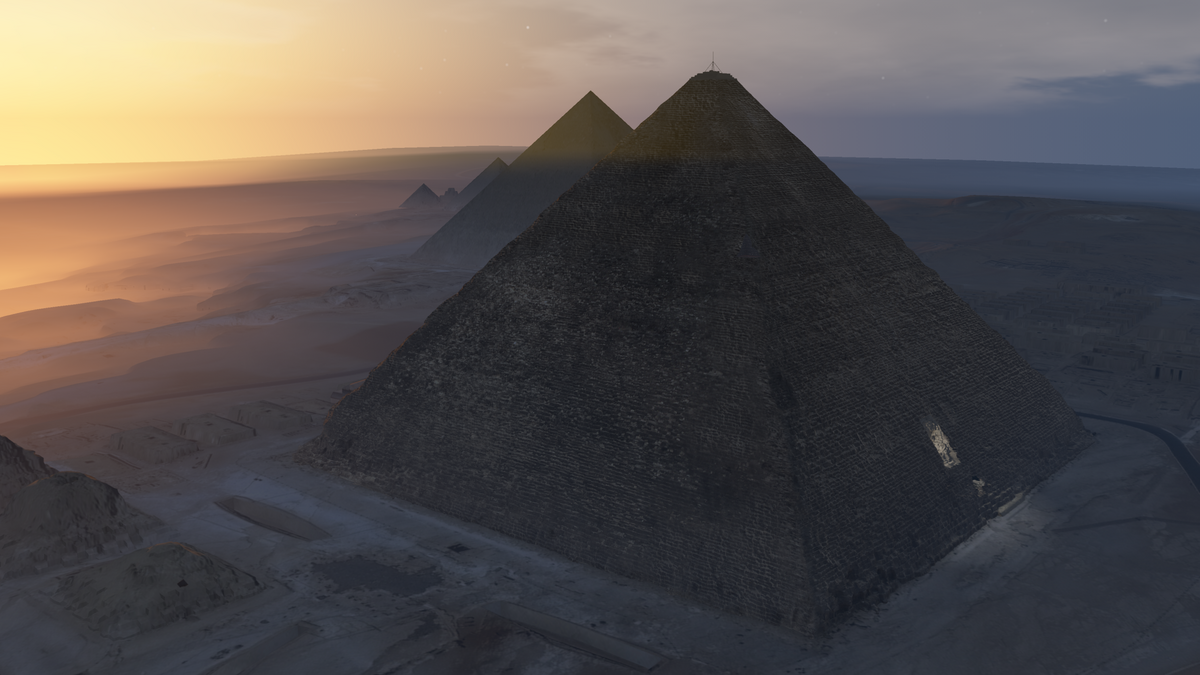 Piramida Cheopsa w 3D, widok z góry 