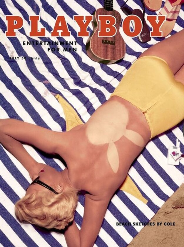 Okładka "Playboya" z lipca 1955 roku. Pozująca modelka to Janet Pilgrim.
