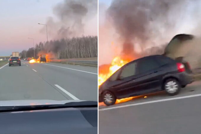 Płonący samochód S8