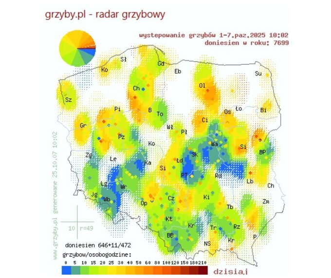 Mapa dot. występowania grzybów
