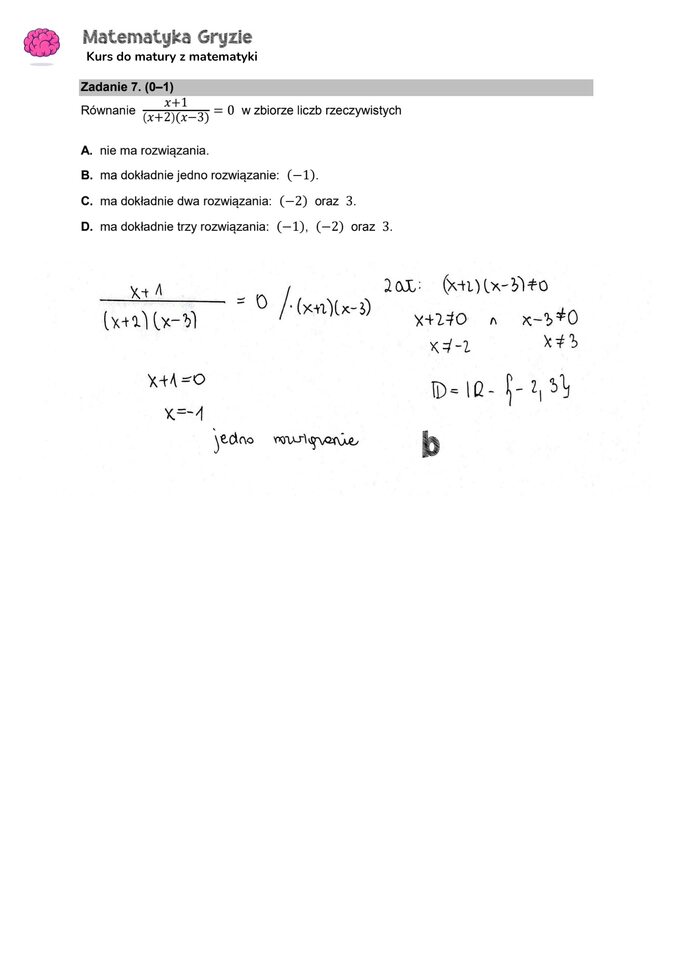 Zadanie 7 – Matura 2024. Matematyka — poziom podstawowy, Formuła 2015 — arkusze z odpowiedziami
