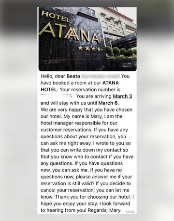 Wiadomości od&nbsp;"managera hotelu"